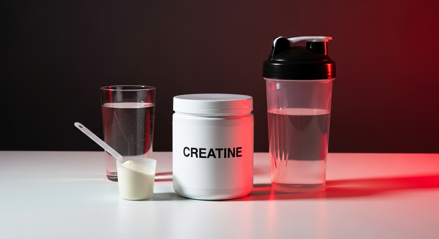 Beginner creatine starter set with tub, scoop and shaker bottle