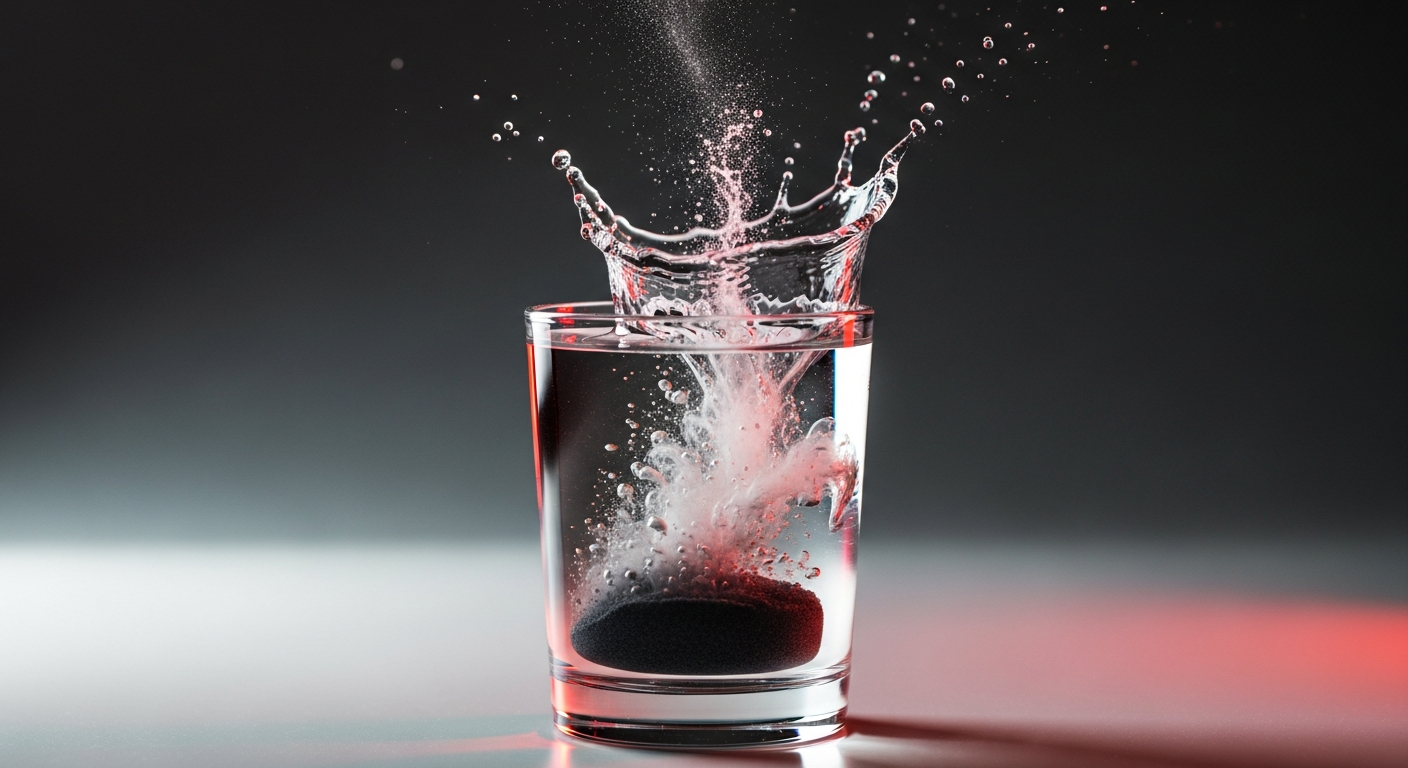 Micronized creatine powder dissolving smoothly in a glass of water