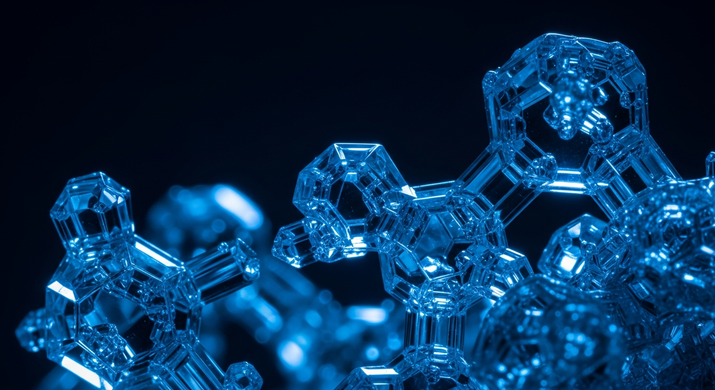 Structures cristallines macroscopiques de créatine sous un éclairage scientifique sur un fond sombre