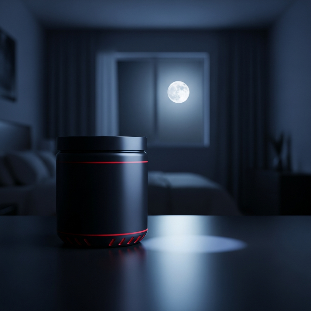 A creatine tub in a dark peaceful bedroom setting with moonlight