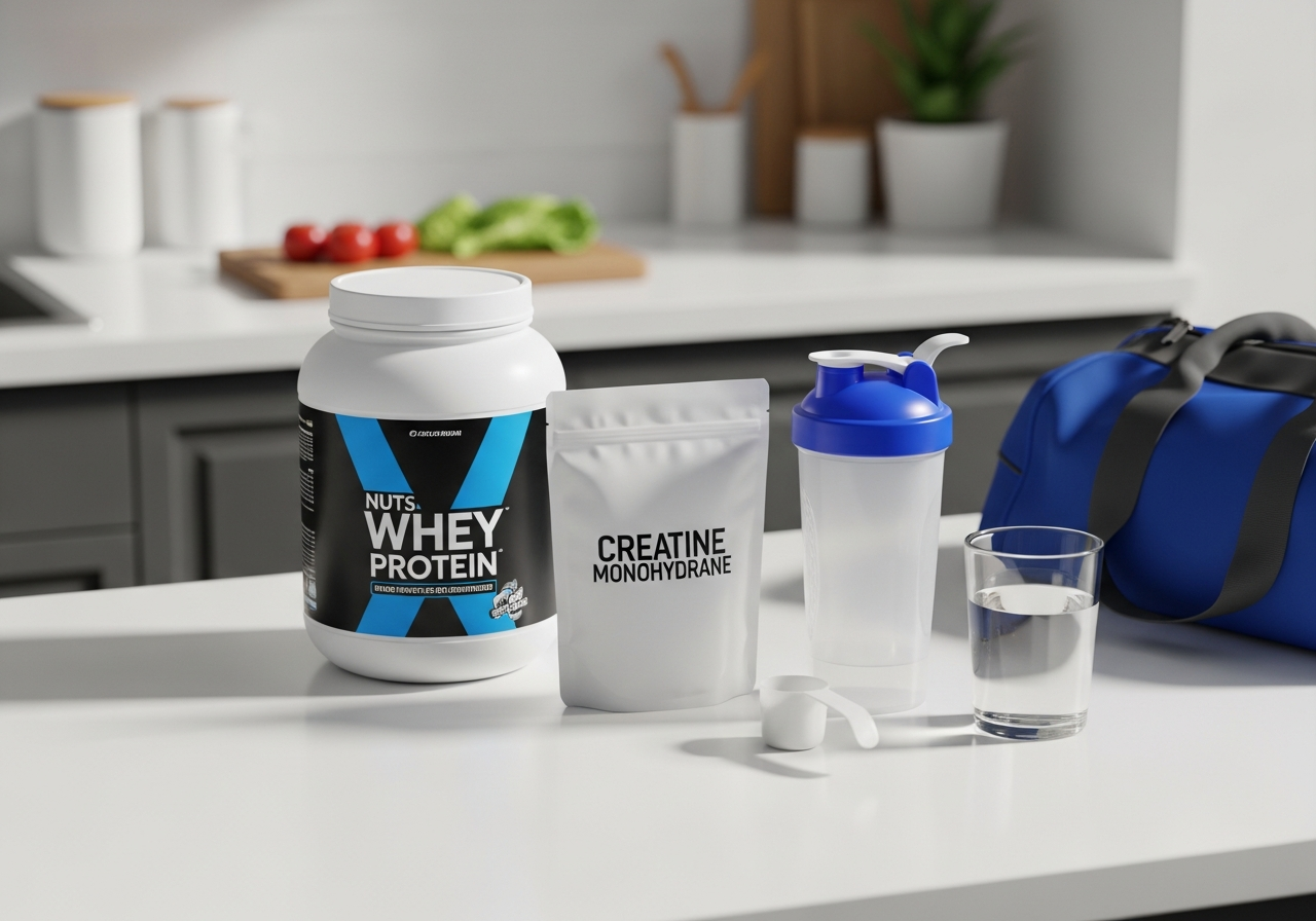 créatine vs whey — photo illustrative