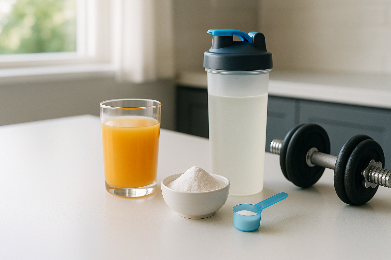 mixing creatine with juice — illustrative photo