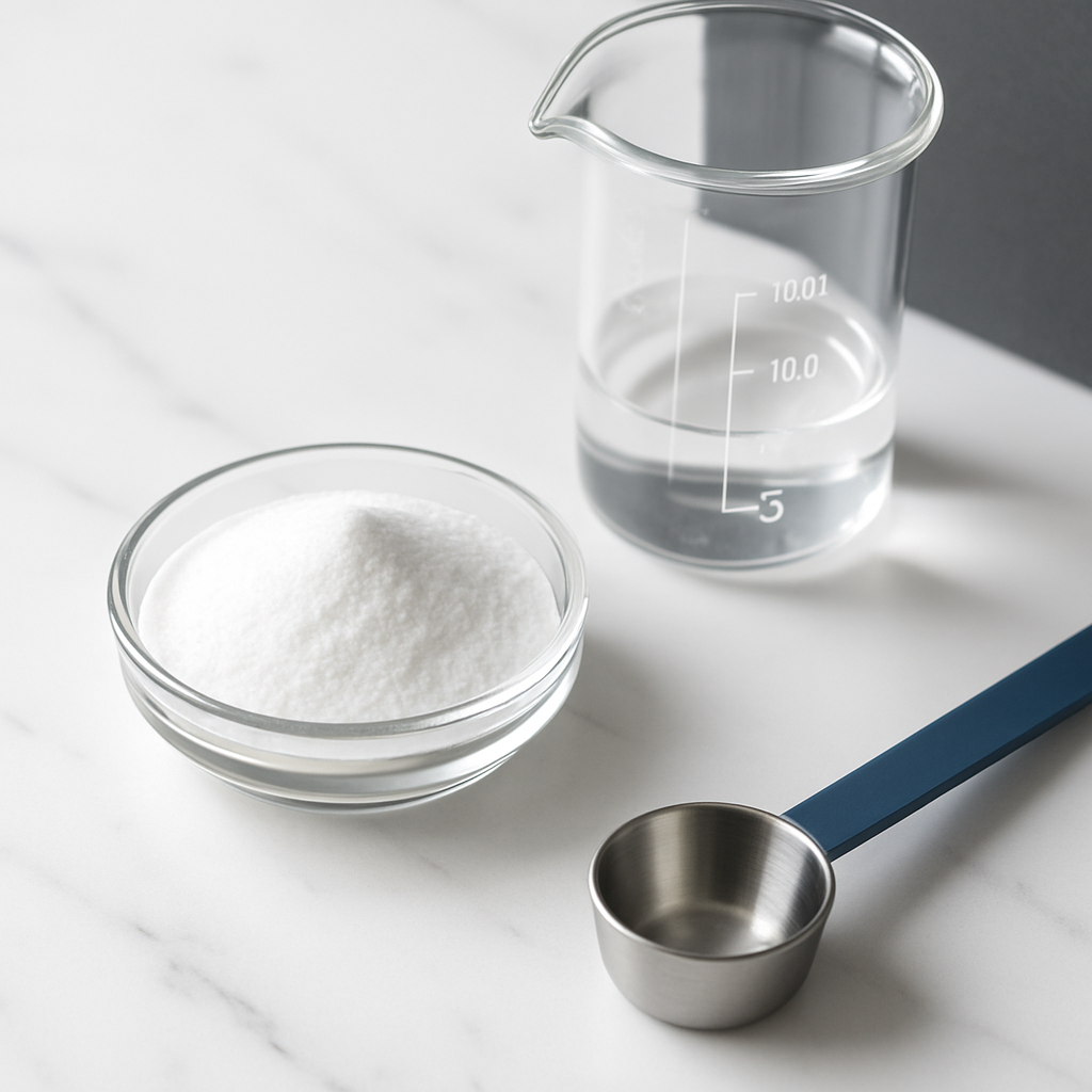 Scientific research context — creatine supplement powder with laboratory elements