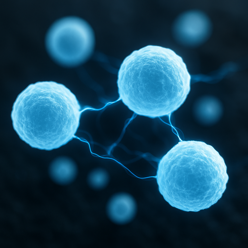 Illustration of immune cell activity representing creatine's role in cancer immunity research